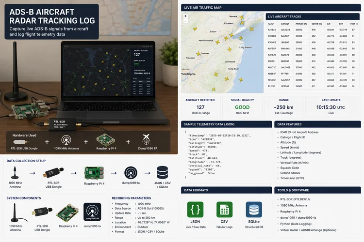 ADS-B Aircraft Radar Tracking Log